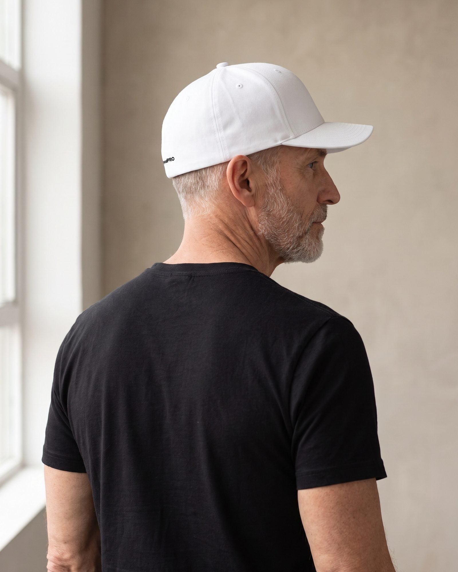 Fitted Cap — White / Black Mark, back or detail view