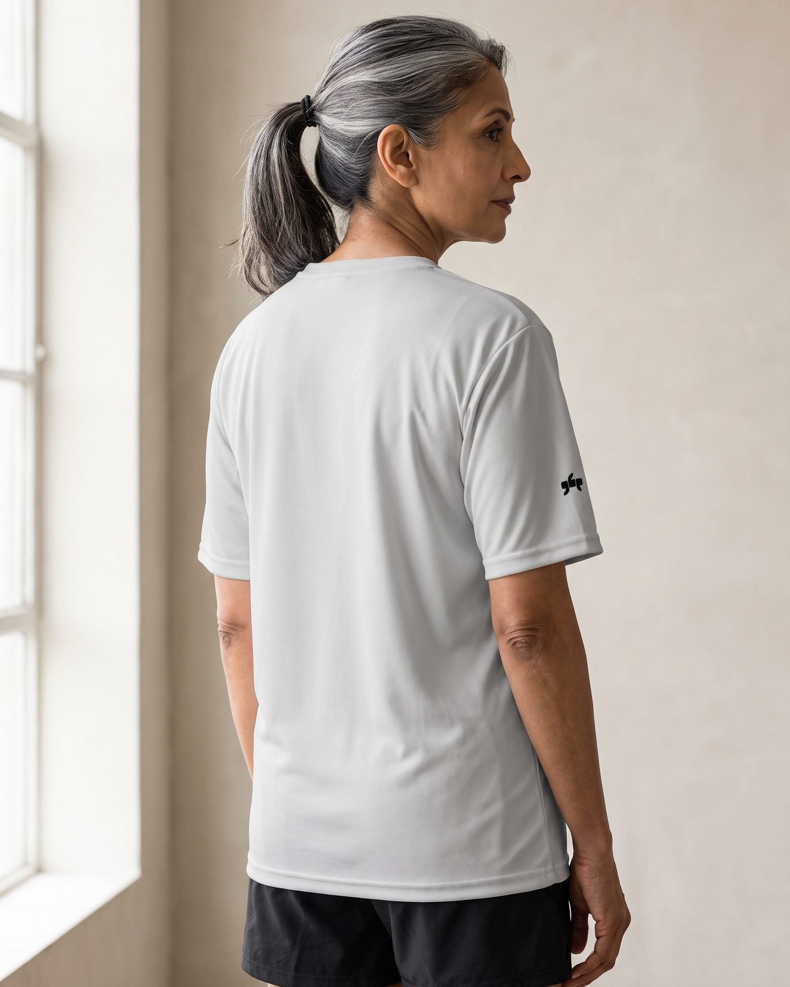 Performance Tee — Silver, White, back or detail view