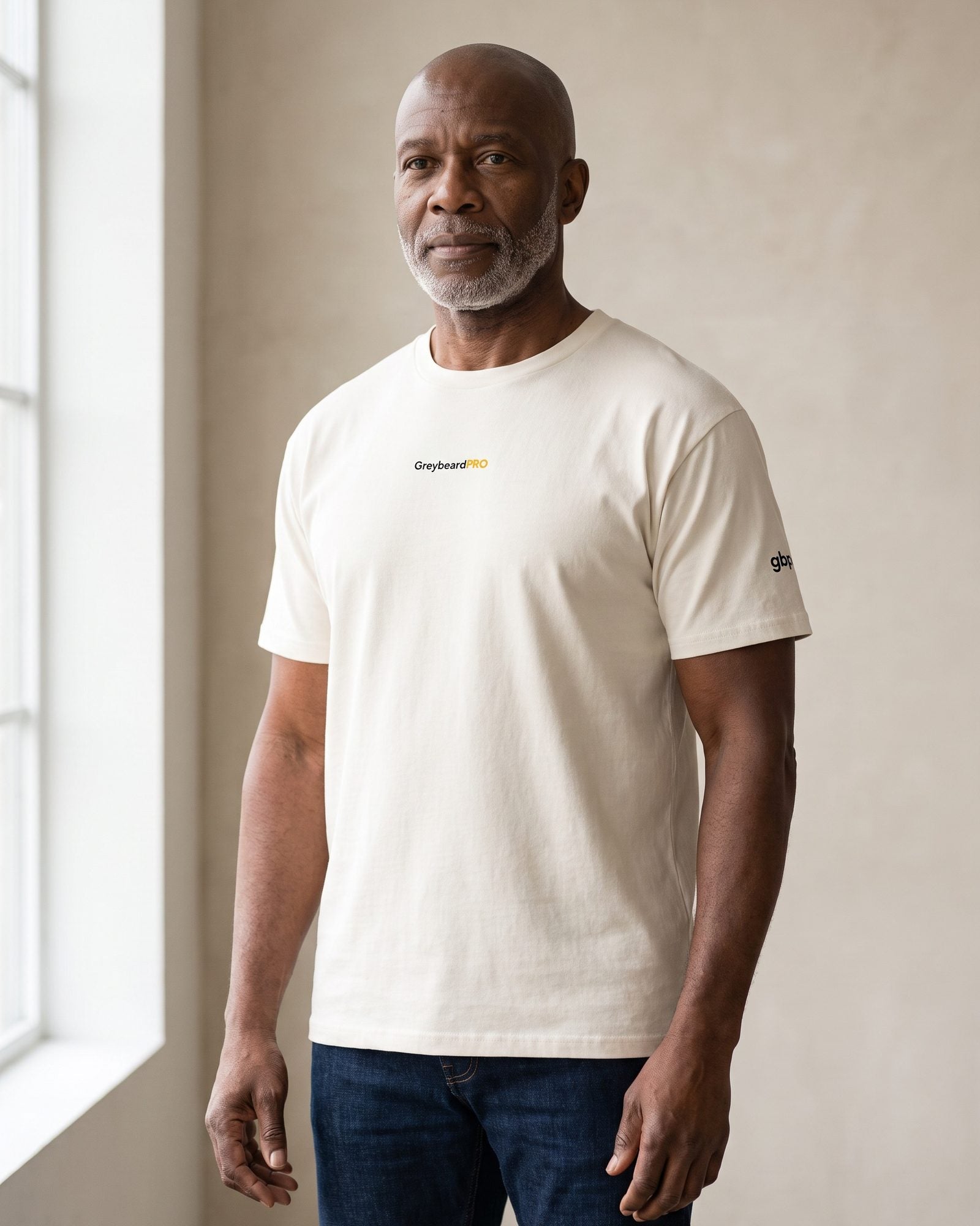 Premium Tee — Bone, Natural, White, front view